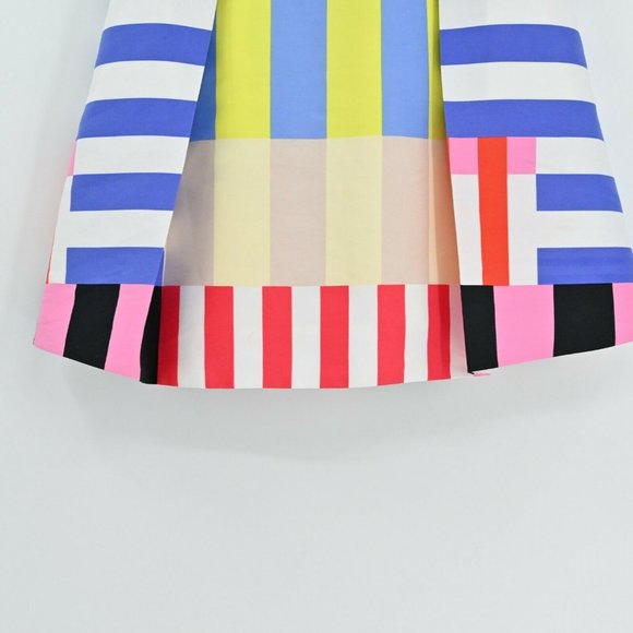 KATE SPADE Womens Sz 2 Go Fly A Kite Skirt Pink Black Blue Yellow Fit and Flare - Picture 4 of 10